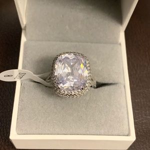 Sterling Silver Ring Big Stone Cubic Zircon S925 for women Size 7 Top Quality